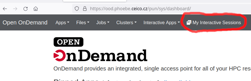 My Interactive Sessions menu item on a wide screen