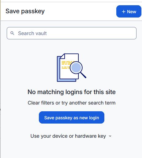 Bitwarden passkey prompt