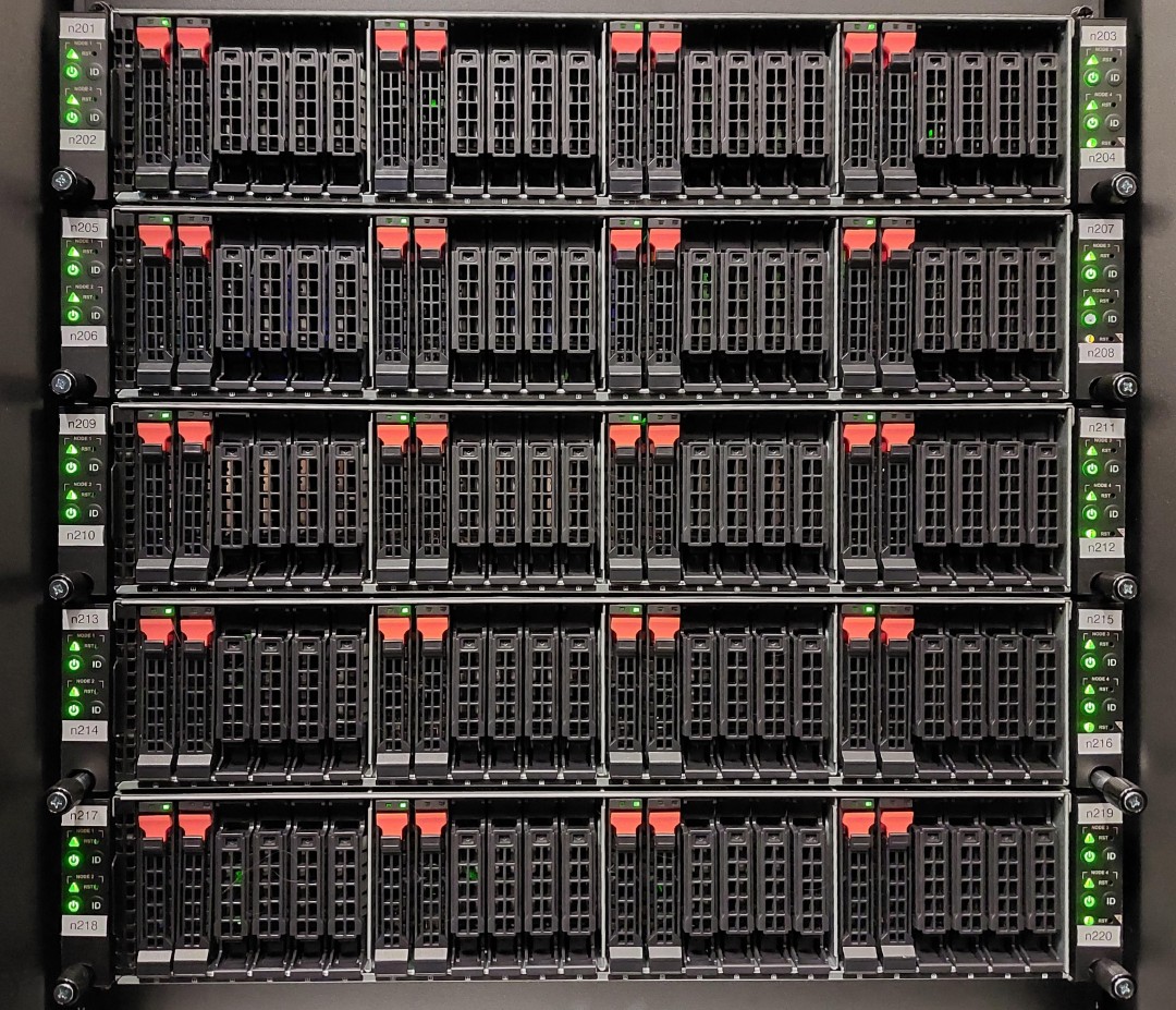 Front view of the compute nodes